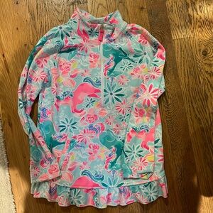 Lilly Pulitzer girls Unicorn zip pullover size L 8-10